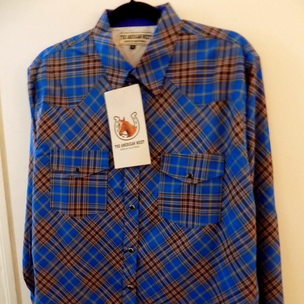 NEW The American West Men Shirt Long Sleeve Western Cowboy Rodeo Size L